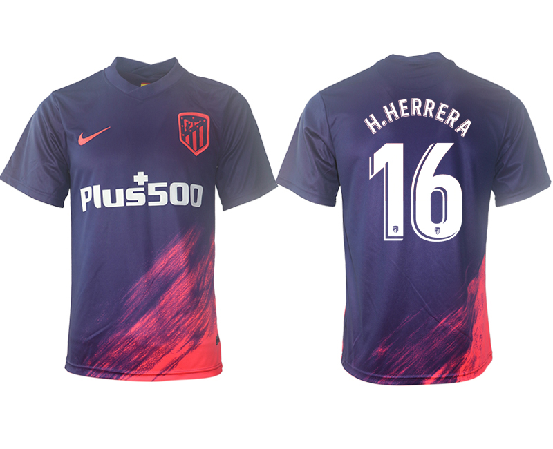 Men 2021-2022 Club Atletico Madrid away aaa version purple #16 Soccer Jersey